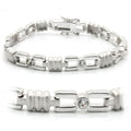 LO1162 - Matte Rhodium & Rhodium Brass Bracelet with AAA Grade CZ  in Clear-0
