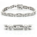 LO1163 - Matte Rhodium & Rhodium Brass Bracelet with AAA Grade CZ  in Clear-0
