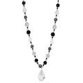 LO3817 - Antique Silver White Metal Necklace with Synthetic Synthetic Glass in Clear-0