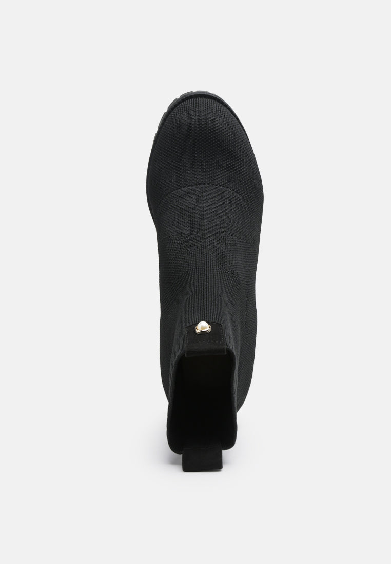 Medusa Knitted Block Heel Ankle Boots-3