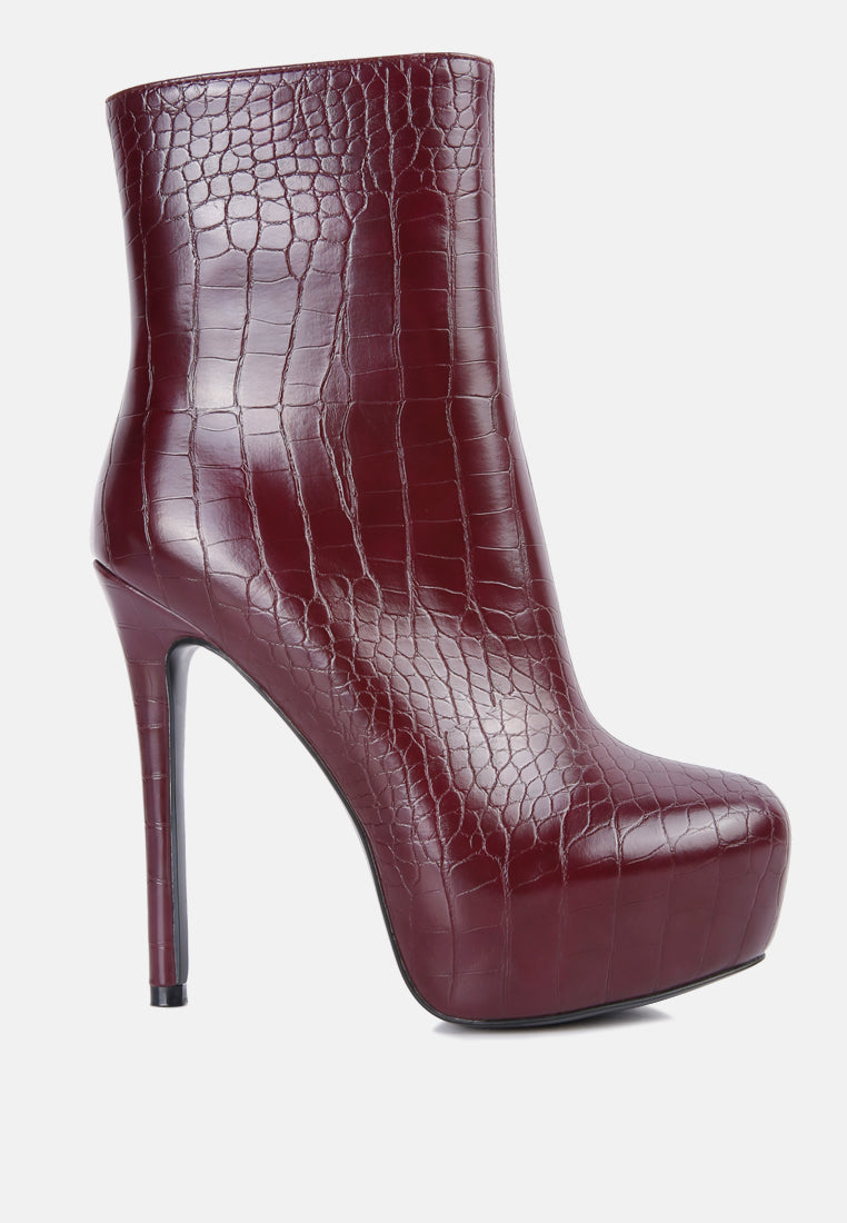 Orion High Heeled Croc Ankle Boot-5