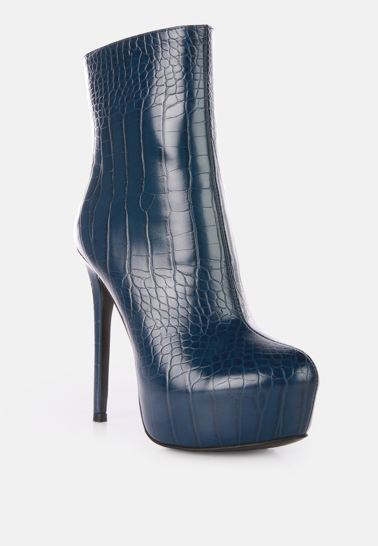 Orion High Heeled Croc Ankle Boot-1