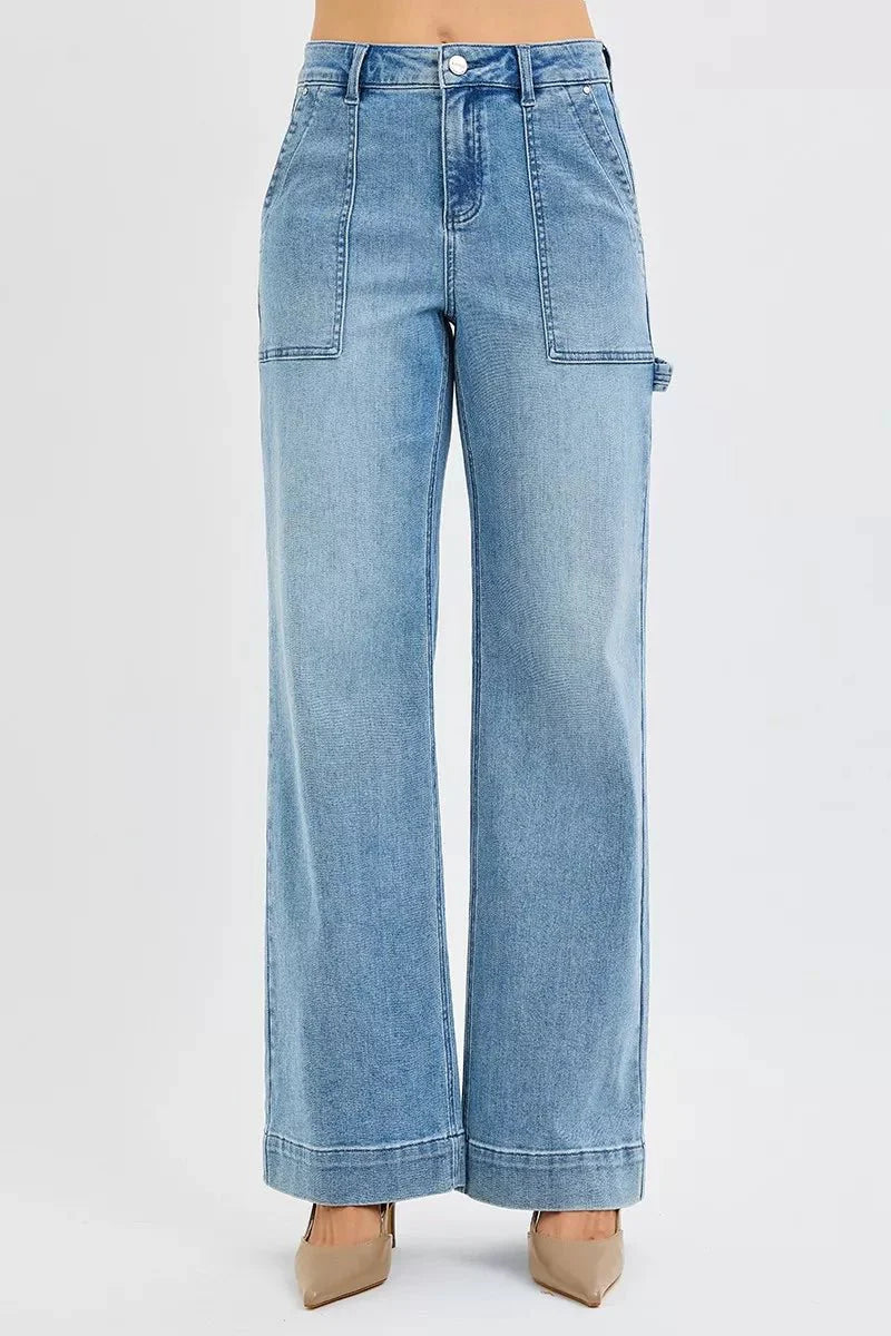 RISEN Full Size High Rise Straight Leg Jeans with Front Pockets Plus Size-2
