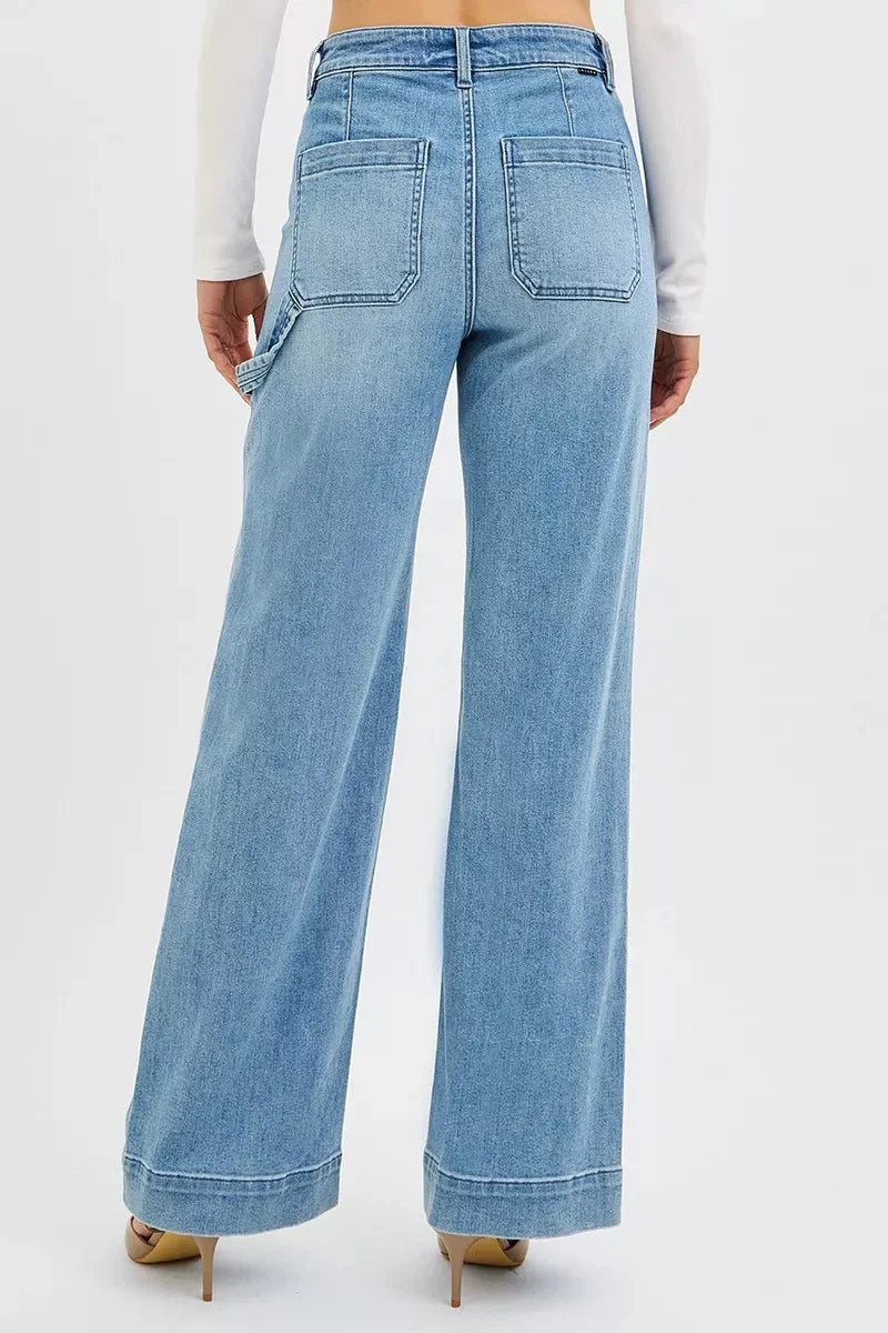 RISEN Full Size High Rise Straight Leg Jeans with Front Pockets Plus Size-4