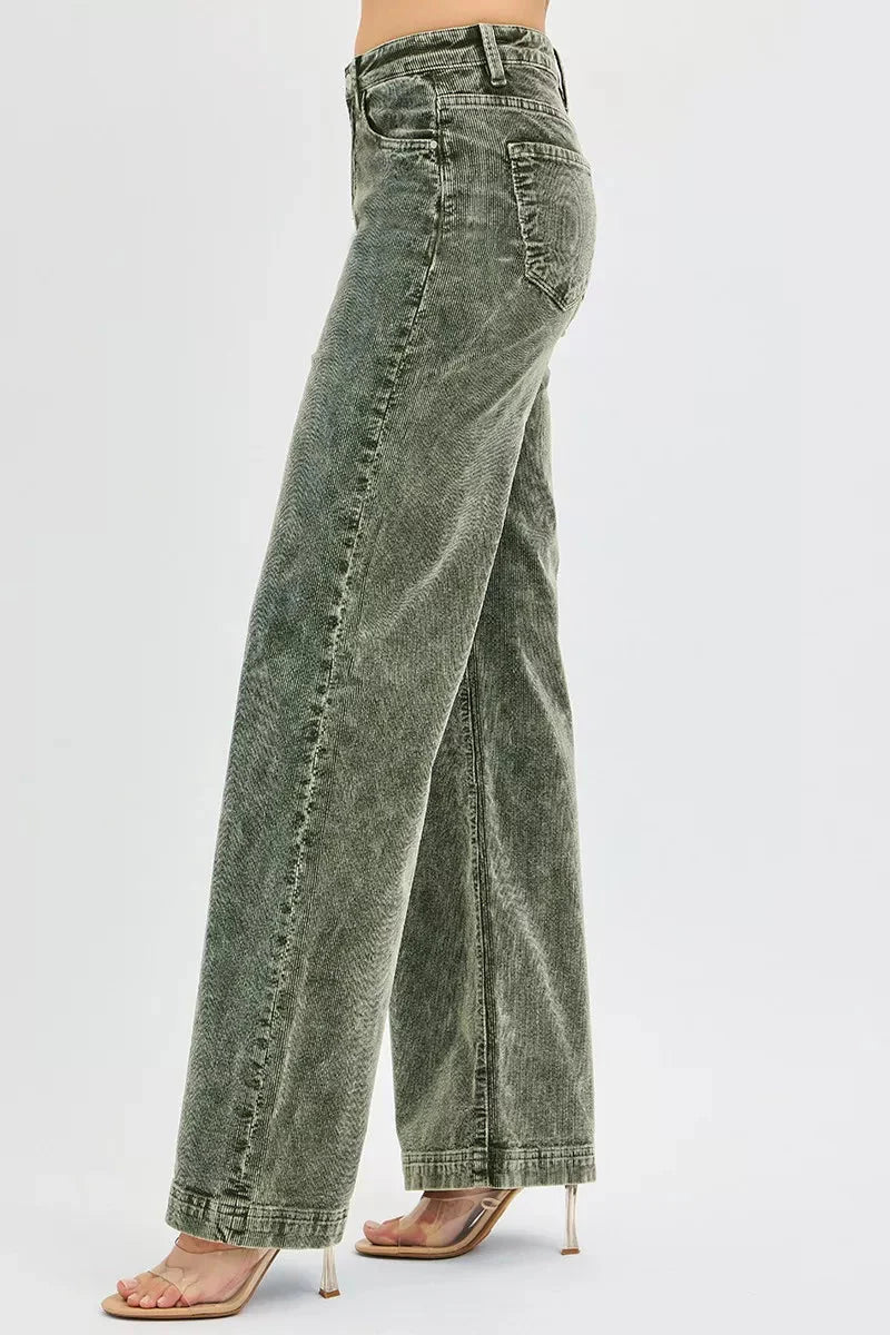 RISEN Full Size High Rise Wide Leg Corduroy Jeans Plus Size-3