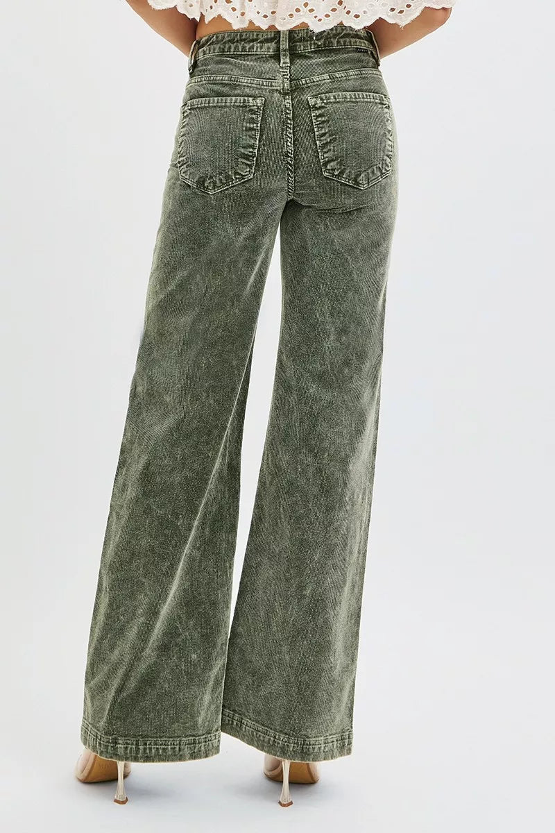 RISEN Full Size High Rise Wide Leg Corduroy Jeans Plus Size-4