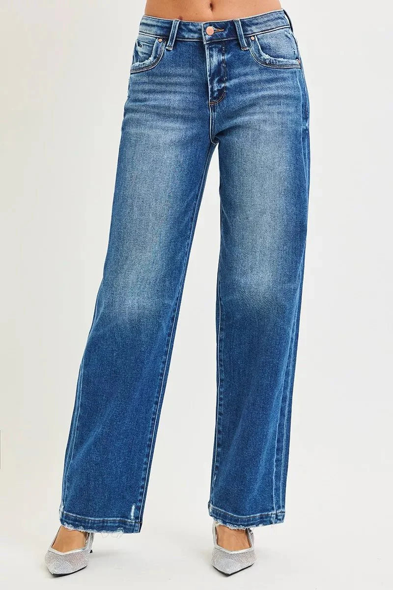 RISEN Full Size Slouchy Baggy Jeans Pocket Side Seam Detail Plus Size-0