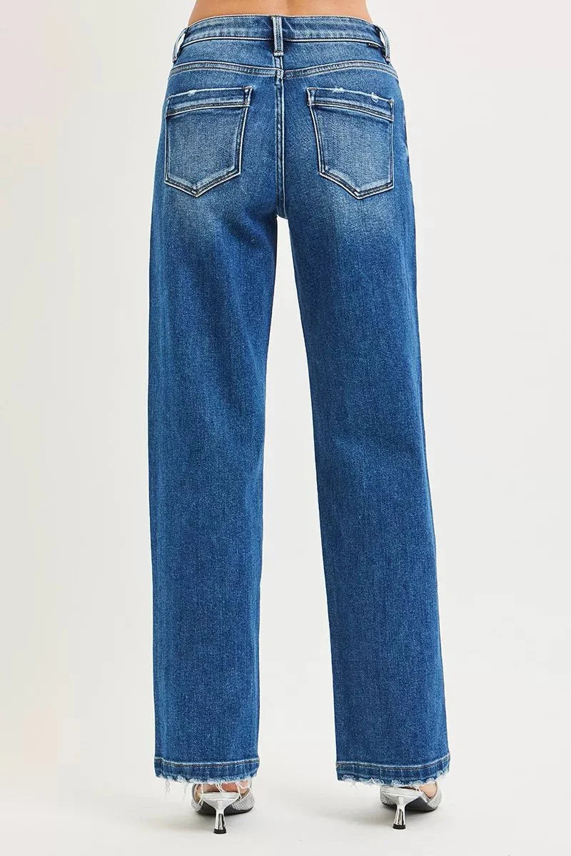 RISEN Full Size Slouchy Baggy Jeans Pocket Side Seam Detail Plus Size-4