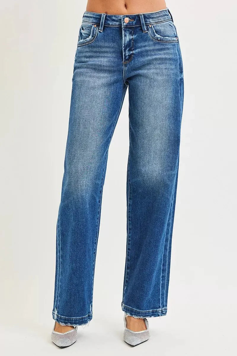 RISEN Full Size Slouchy Baggy Jeans Pocket Side Seam Detail Plus Size-2