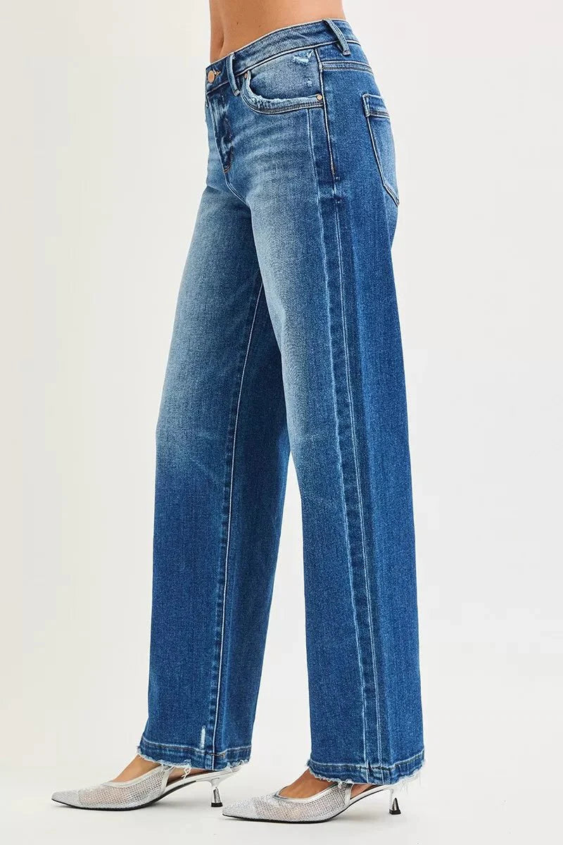 RISEN Full Size Slouchy Baggy Jeans Pocket Side Seam Detail Plus Size-3