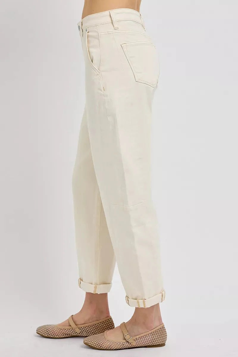 RISEN High Rise Relaxed Barrel Cuffed Jeans