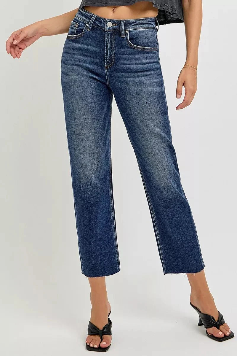 RISEN High Rise Slim Barrel Jeans-1