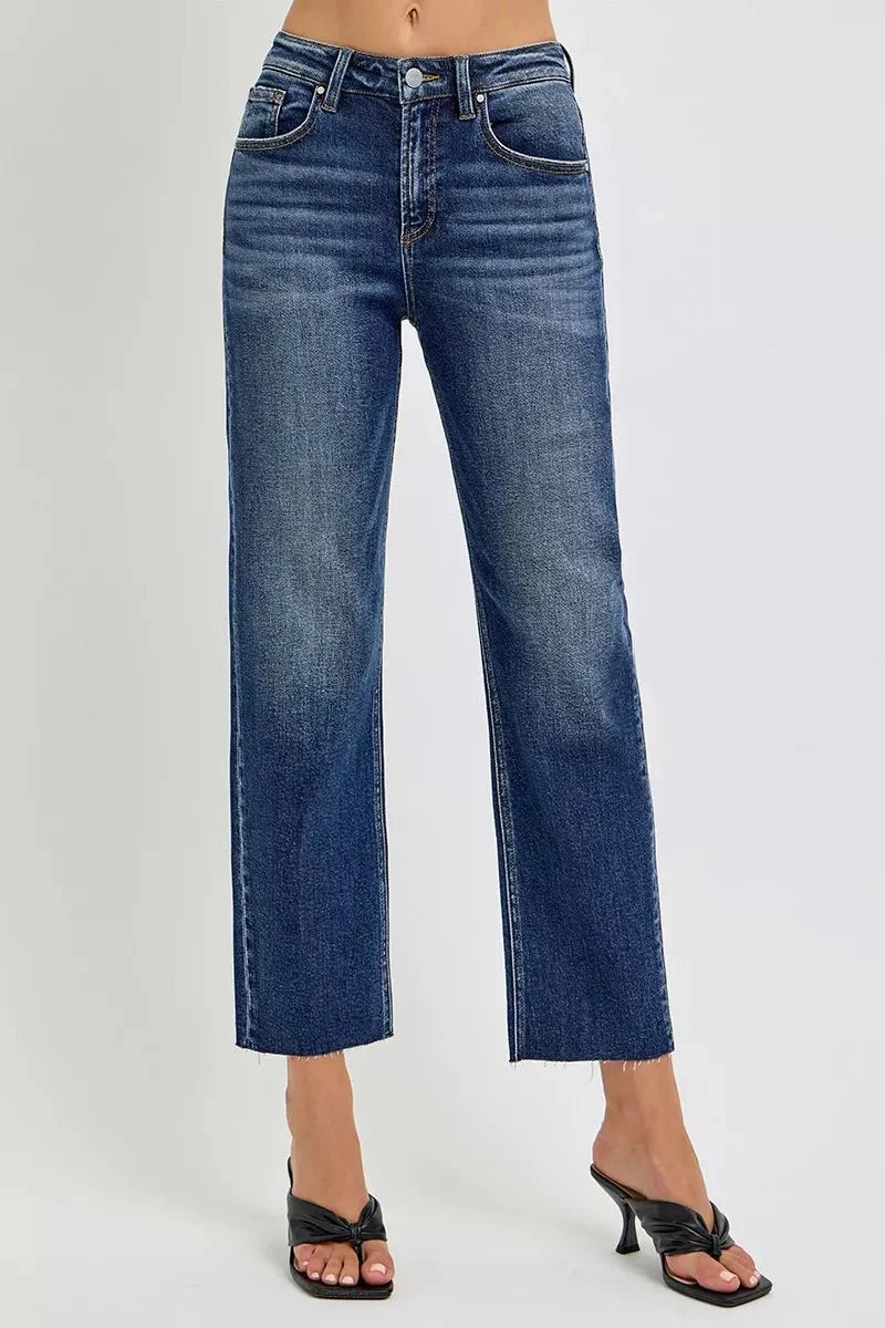 RISEN High Rise Slim Barrel Jeans-0