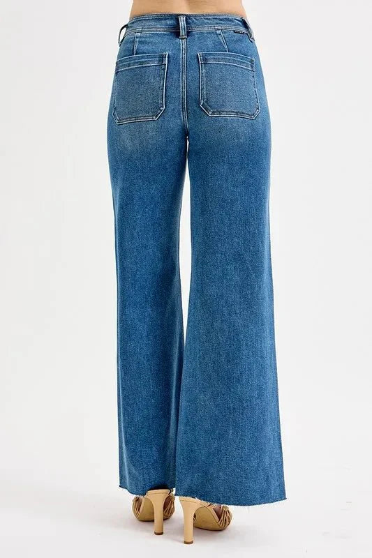 RISEN High-Waisted Wide Leg Jeans-4