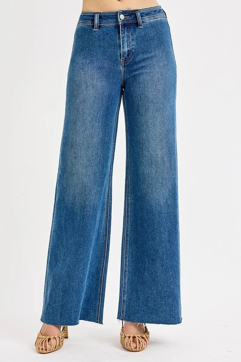 RISEN High-Waisted Wide Leg Jeans-0