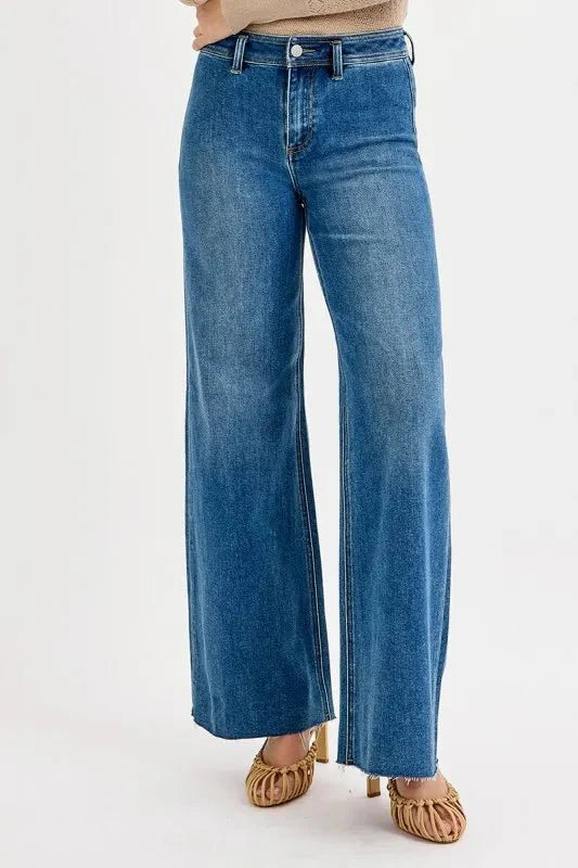 RISEN High-Waisted Wide Leg Jeans-1
