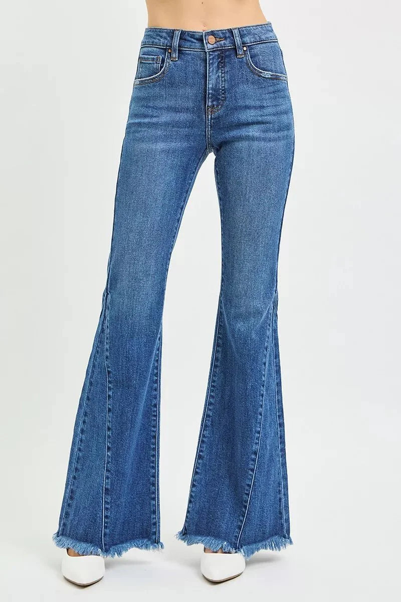 RISEN Mid Rise Flare Side Seam Detailing Jeans-0