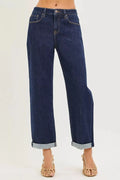 RISEN Slouchy Cropped  Boyfriend Jeans With Cuffed Hem-0