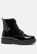 Rubble Statement Pu Lace Up Ankle Boots-0