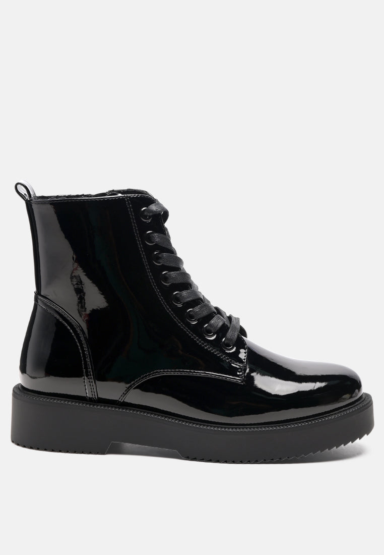 Rubble Statement Pu Lace Up Ankle Boots-0