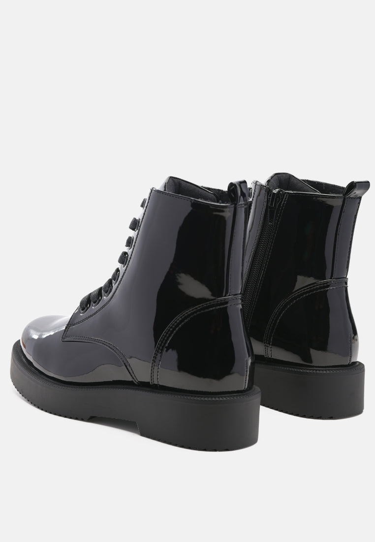 Rubble Statement Pu Lace Up Ankle Boots-2