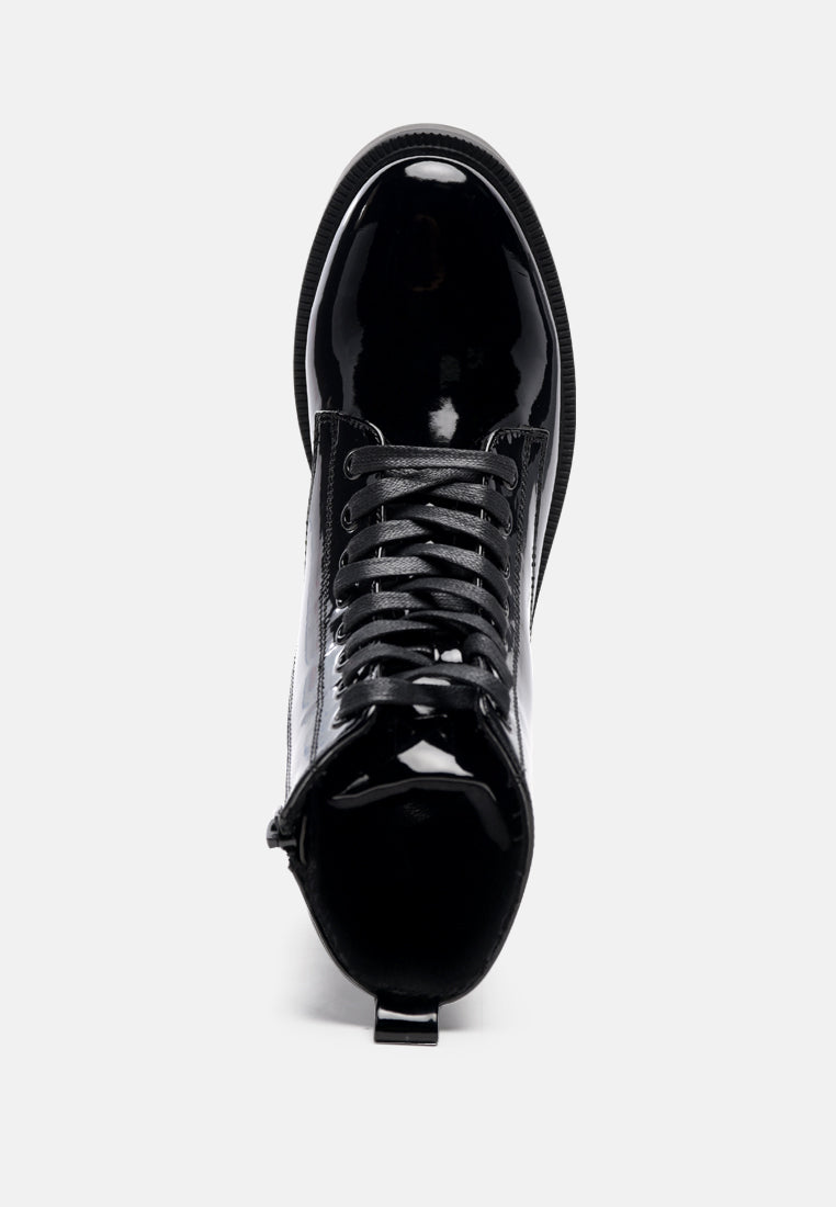Rubble Statement Pu Lace Up Ankle Boots-4