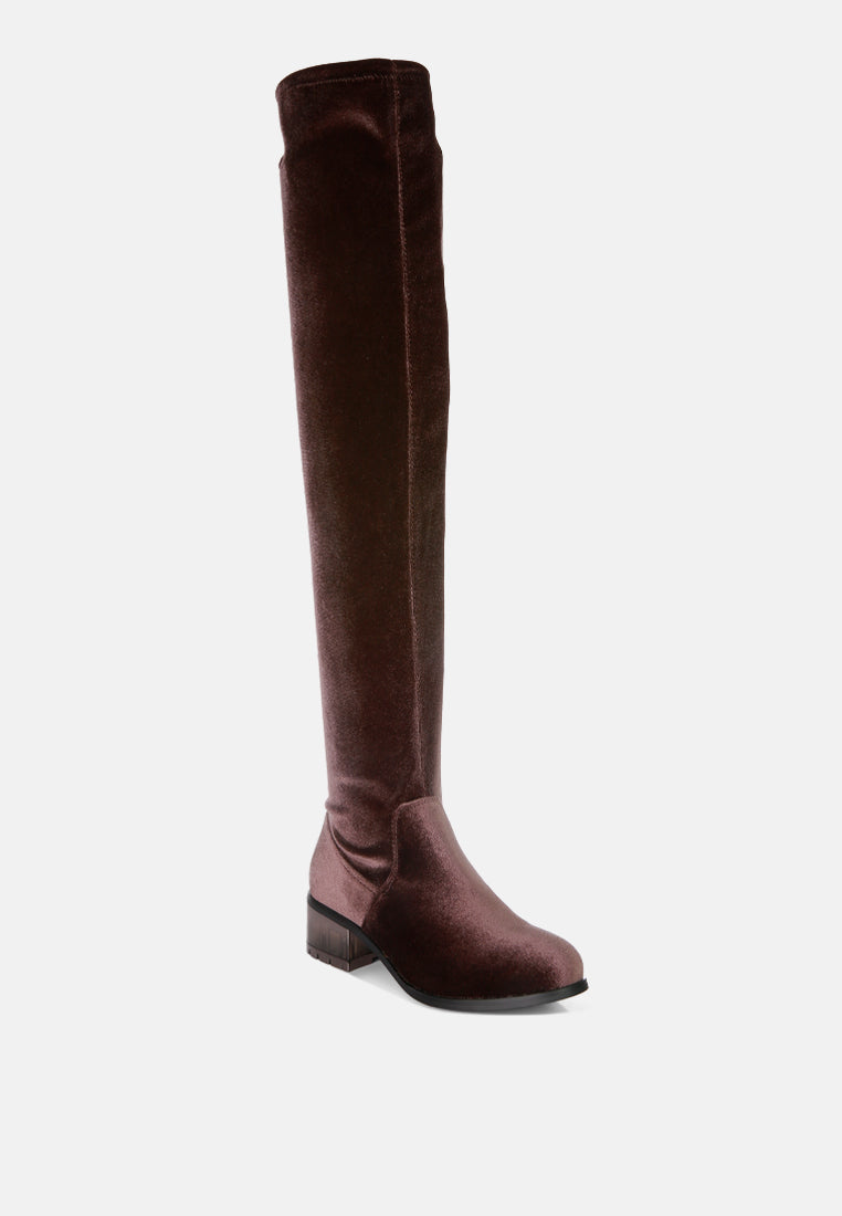 Rumple Velvet Over The Knee Clear Heel Boots-3