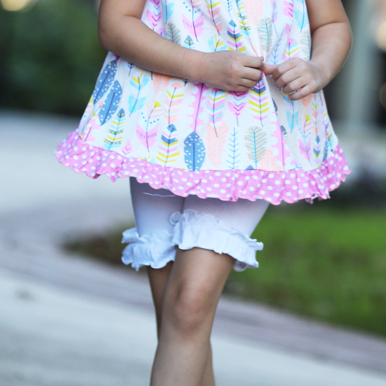 AnnLoren Girls White Knit Ruffle Shorts  Summer Camp Clothing-3