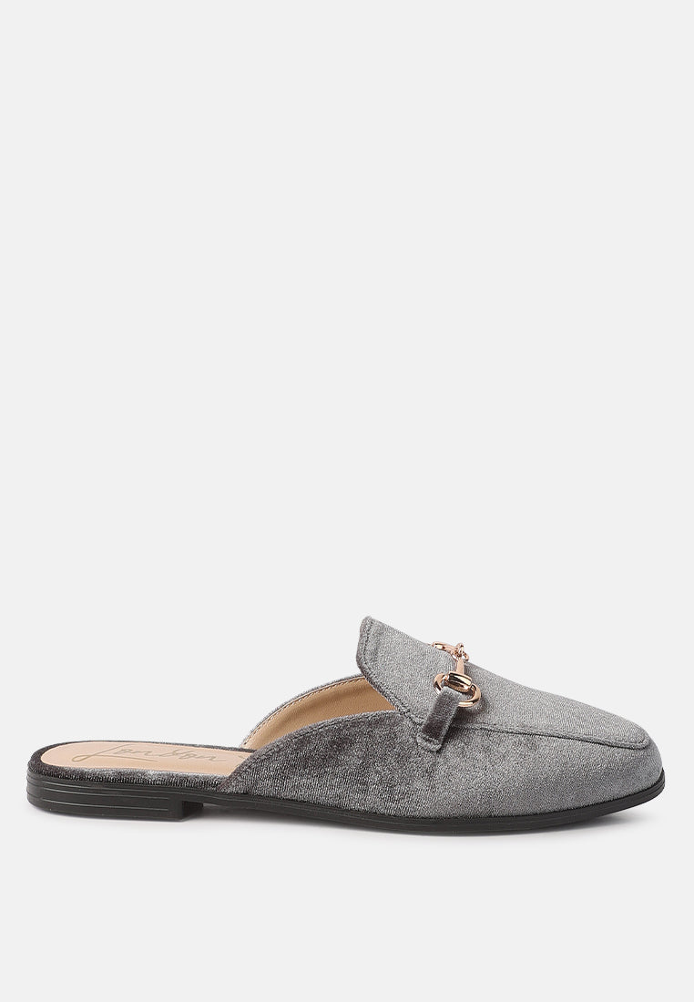 Velvet Buckled Flat Mules-0