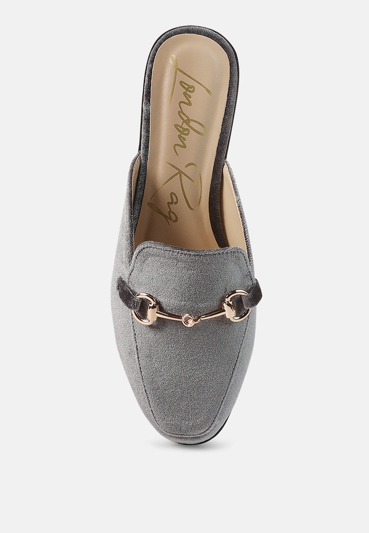 Velvet Buckled Flat Mules-3