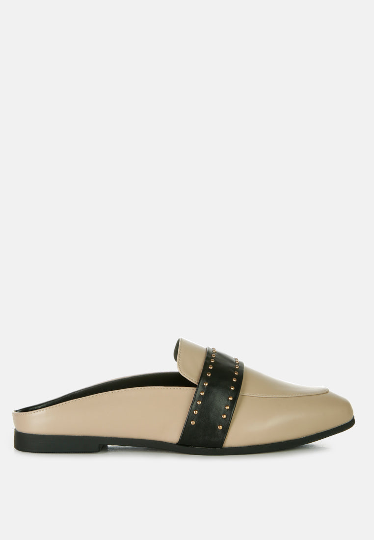 Walkout Faux Leather Studded Detail Mules-5